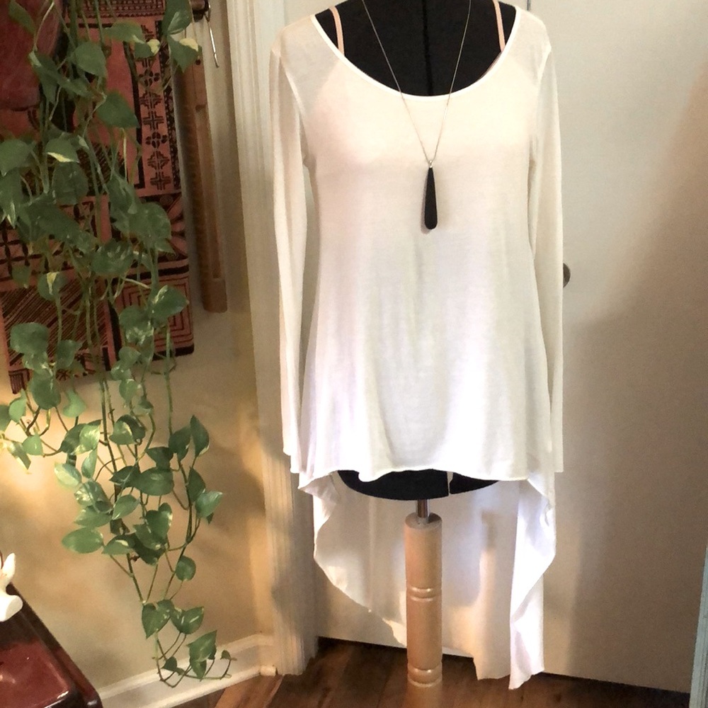 Express long sleeve white 100% Cotton t-shirt - Picture 1 of 4